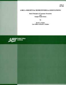 Cover for "A Bill of Rights for Homeowners in Associations: Basic Principles of Consumer Protection and Sample Model Statute"
